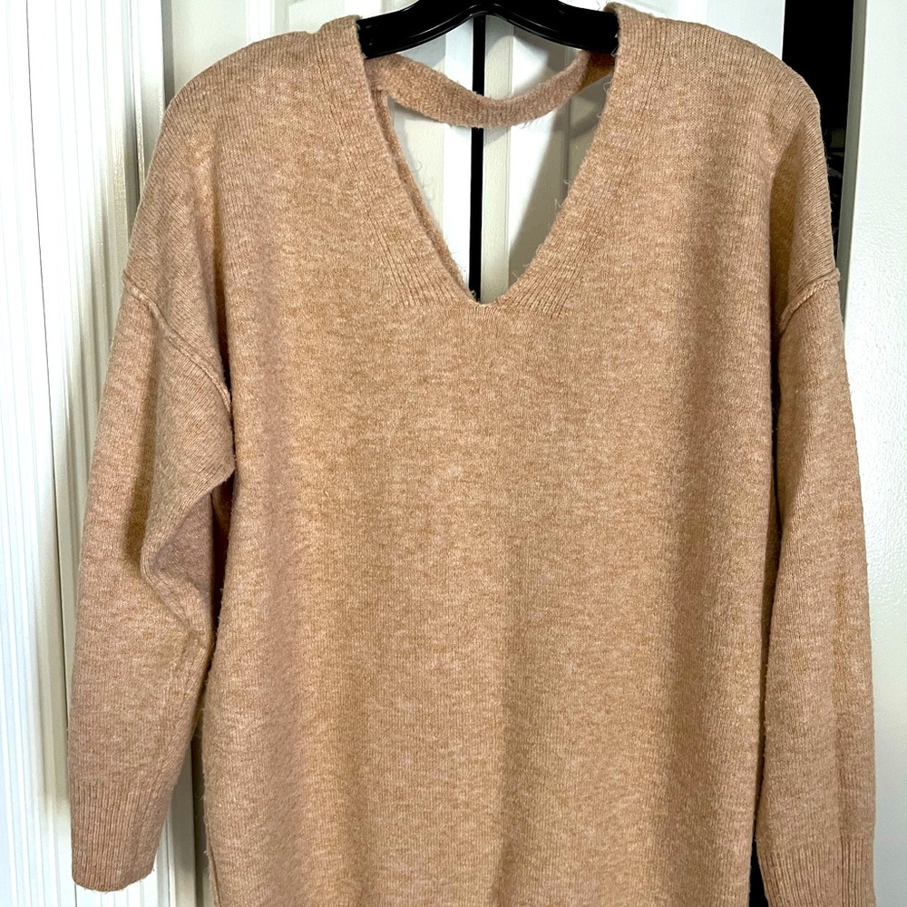 Oatmeal colored v neck sweater